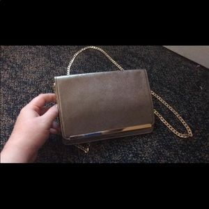 Gold/Gray metallic cross-body